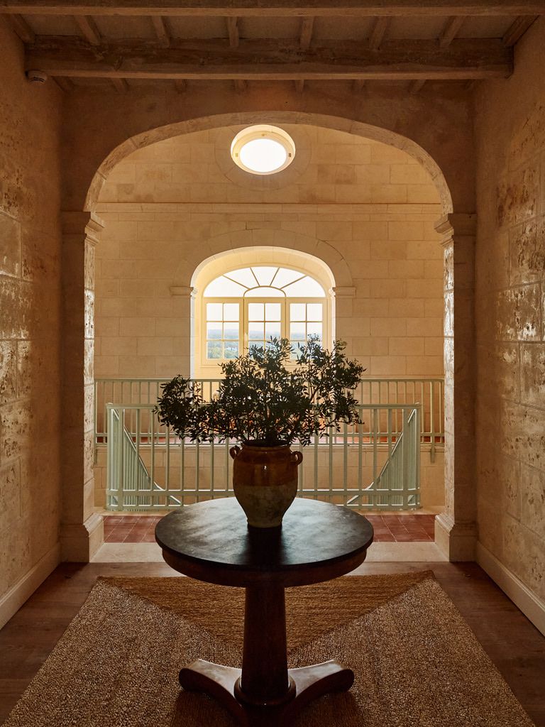 The upstairs landing at dusk